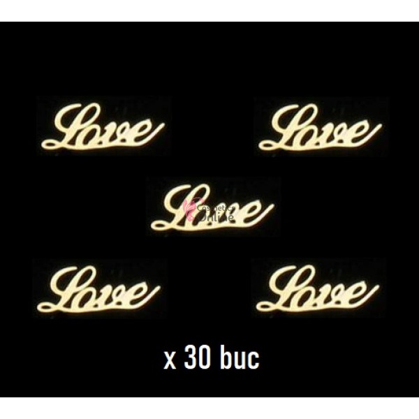 Decoratiuni 3D Metalice Aurii pentru unghii Cod 3025 model Love